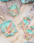 Scenic Sedona Desert Blue Turquoise Golden Pendant Necklace
