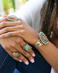 Sedona Blue Turquoise Goldtone Statement Cuff Bracelet