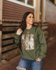 Sequin Hunting Duck Calls Patch Sweatshirt