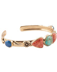 Shades of Multi Stone Golden Cuff Bracelet