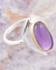 Shine Bright Purple Amethyst Sterling Silver and Gold Ring