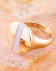 Signet Pink Opal and Bronze Circle Ring