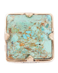 Square Statement Blue Turquoise Golden Ring