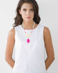 St. Augustine Pink Agate Golden Pendant Necklace