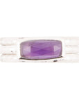 Stacking Hammered Purple Amethyst and Sterling Silver Ring Set