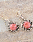 Sun Orange Sponge Coral Golden Drop Earrings