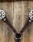 Dark Oil Breastcollar - White Flowers & European Crystal Conchos