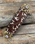 Medium Oil Copper Dot Bronc Noseband with Gold Lotus Flowers / Copper Topaz, AB, Peal European Crystal Conchos