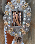 Whip Stitch One Ear Headstall / Bridle - Yellow Roses & European Conchos
