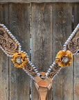 Whipstitch Breastcollar - Yellow Roses & European Conchos