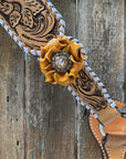 Whipstitch Breastcollar - Yellow Roses & European Conchos