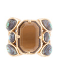 Tribecca Smoky Brown Quartz and Abalone Statement Golden Ring