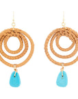Tulum Blue Magnesite Rattan Golden Drop Earrings