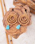 Tulum Blue Magnesite Rattan Golden Drop Earrings