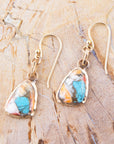 Turquoise and Spiny Oyster Matrix and Bronze Earrings