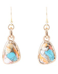 Turquoise and Spiny Oyster Matrix and Bronze Earrings