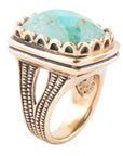 Blue Turquoise and Golden Cocktail Ring