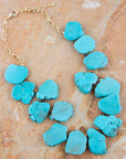 Turquoise Magnesite Slab Golden Necklace