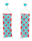 Turquoise Woven Seed Bead Earrings