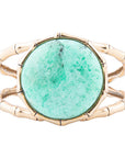 Vibrant Green Chrysoprase Golden Bamboo Statement Cuff Bracelet