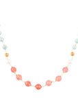 Watermelon Kiss Mint Jasper Golden Long Necklace