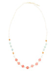 Watermelon Kiss Mint Jasper Golden Long Necklace