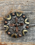Floral Dots Antique Silver Western Concho 1" W147S