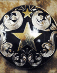 Western Screw Back Concho Texas Star Black Saddle Headstall Bling Cowgirl