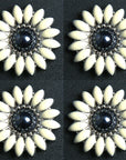 Western Screw Back Concho 1.25 In Black White Floral Silver Saddle