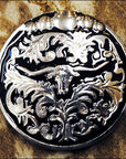 Western Screw Back Concho1 Long Horn Black Saddle Headstall Bling Cowgirl