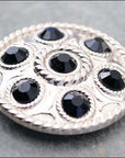 Western Screw Back Concho1 Black Crystal Wheel Bling Headstall Cowgirl