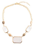 White Mother of Pearl and Golden Bronze Statement Necklace