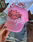 White Pearl Bow Trucker Hat Chain