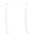 White Pearl Linear Sterling Silver Drop Earrings