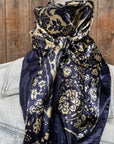 35X35" Royal Blue & Cream Paisley Wild Rag / Scarf WR144