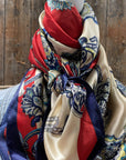 35X35" Red, Navy & Cream Paisley Wild Rag / Scarf WR300