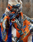 35X35" Orange & Blue Paisley Wild Rag / Scarf WR302