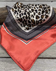 35X35" Coral Leopard Print Wild Rag / Scarf WR396