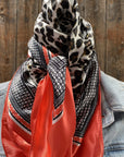 35X35" Coral Leopard Print Wild Rag / Scarf WR396