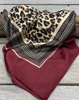35X35" Wine Leopard Print Wild Rag / Scarf WR397