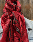 35X35" Red & Black Paisley Wild Rag / Scarf WR434