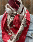 35X35" Red & Wine Floral Wild Rag / Scarf WR592
