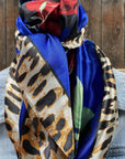 35X35" Royal Blue Leopard Print Wild Rag / Scarf WR701