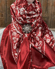 35X35" Red & Cream Paisley Wild Rag / Scarf -Copper Clear Slide WRC143B