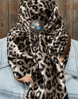 35X35" Tan Leopard Wild Rag / Scarf - W206 Slide WRC168C