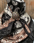 35X35" Two Tone Black Paisley Wild Rag / Scarf -W147 Slide WRC2559A