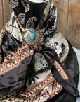 35X35" Two Tone Black Paisley Wild Rag / Scarf -W115 Slide WRC2559B