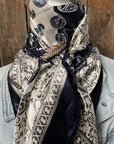 35X35" Two Tone Navy Paisley Wild Rag / Scarf -W169L Slide WRC2561B