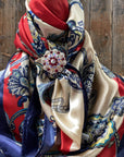 35X35" Red & Navy Paisley Wild Rag / Scarf - Bright Ruby & AB Slide WRC300A