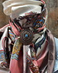 35X35" Pink & Brown Paisley Wild Rag / Scarf - W179L Slide WRC301B